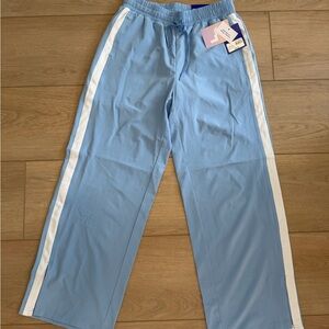 JoyLab Light Blue Mid-Rise Woven Pants with White Stripe